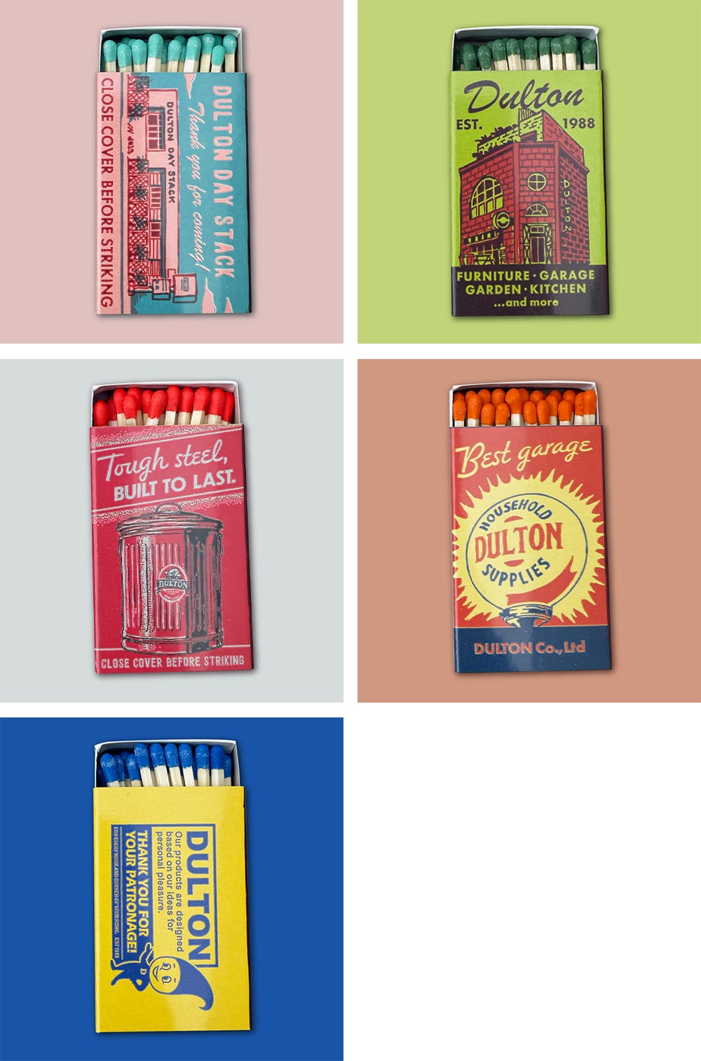 ダルトンオリジナルデザインのマッチ箱の画像全5種類